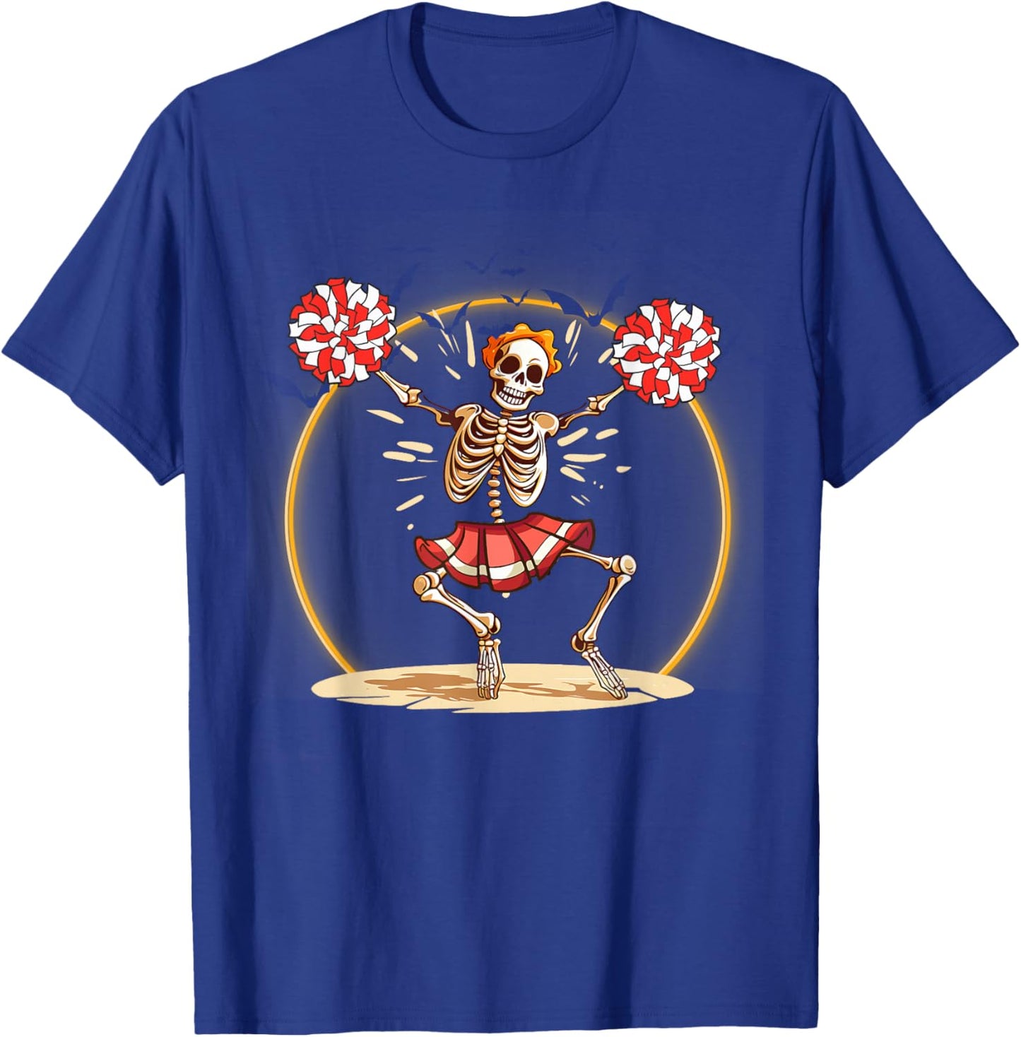 Cheerleading Skeleton Halloween Cheer Skeleton Cheerleader T-Shirt - T-Shirt | Royal