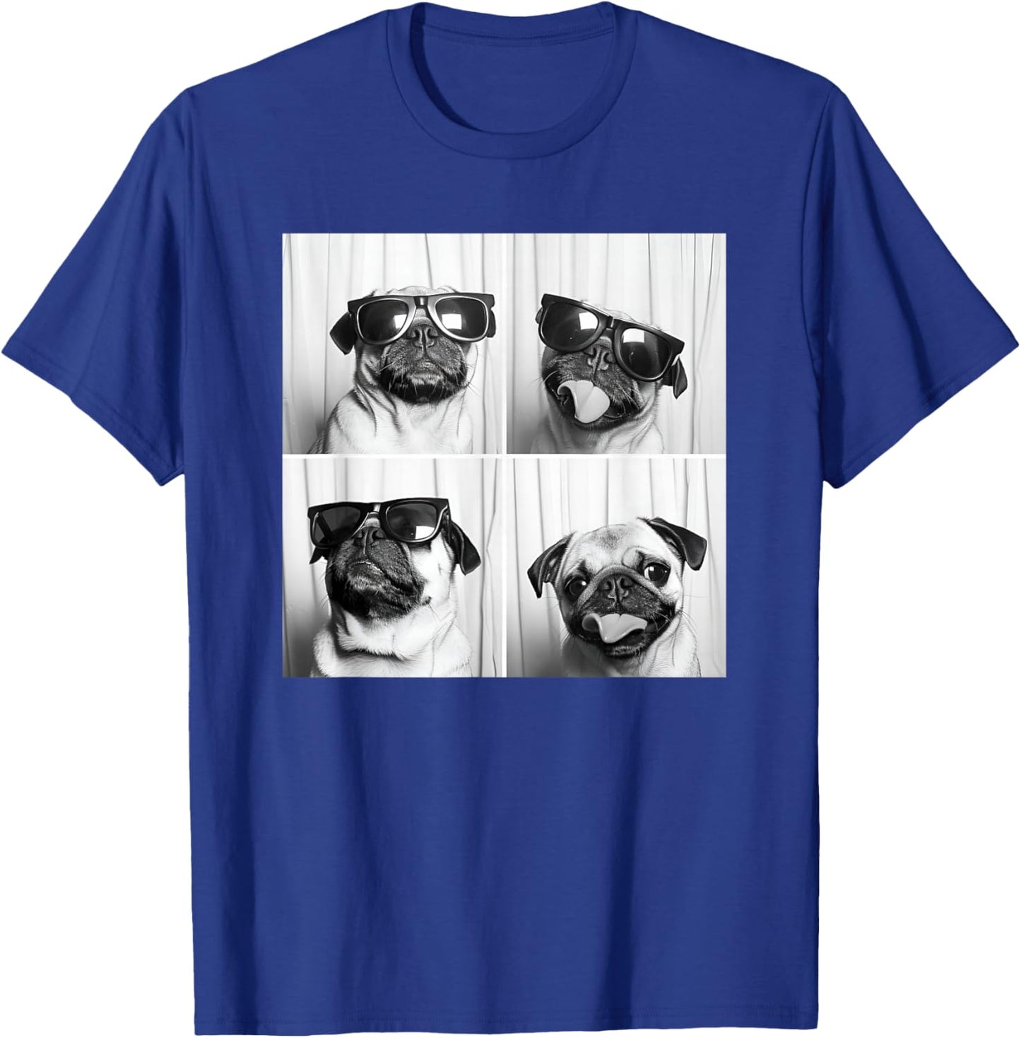 Cute Pug Face Pet Photobooth Cool Pug with Sunglasses T-Shirt - T-Shirt | Royal