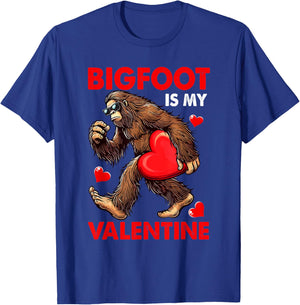 Bigfoot Is My Valentine Cute Hearts Funny Single Valentine T-Shirt - T-Shirt | Royal