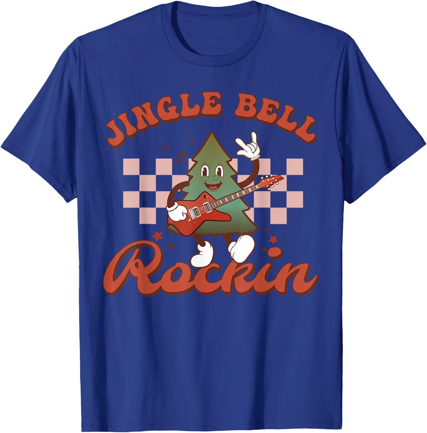 Jingle Bell Rocking Cute Christmas Rock n Roll Guitar Retro T-Shirt - T-Shirt | Royal