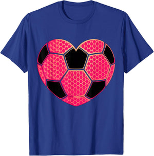 Pink Soccer Heart Soccer Girl T-Shirt - T-Shirt | Royal