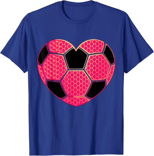 Pink Soccer Heart Soccer Girl T-Shirt - T-Shirt | Royal
