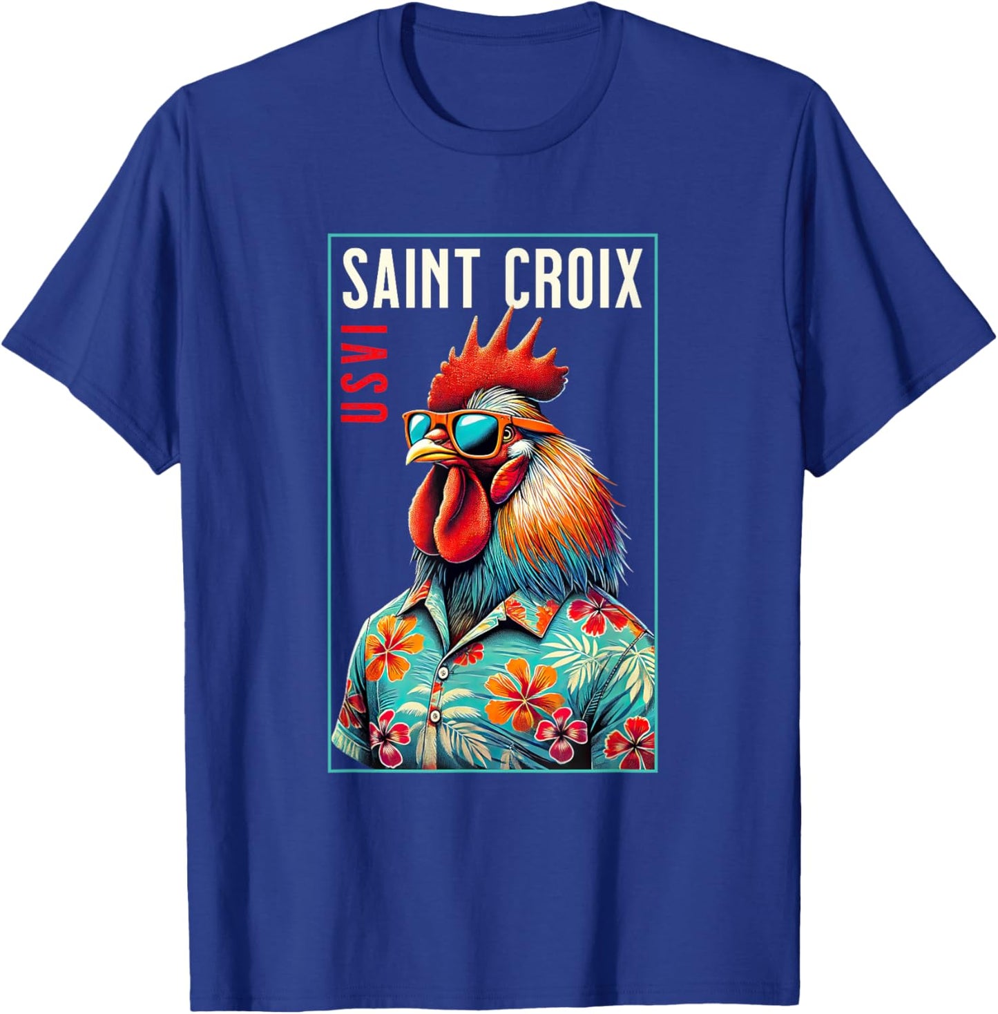 Saint Croix USVI Beach Chicken Rooster Lover T-Shirt - T-Shirt | Royal