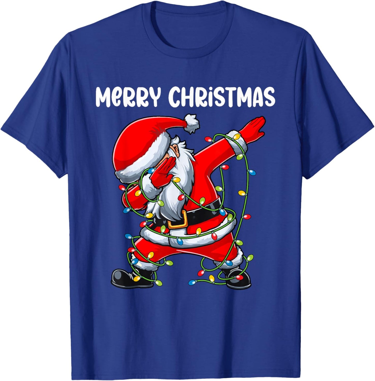 Santa Merry Christmas Lights Boys Girls Kids Dab Xmas T-Shirt - T-Shirt | Royal