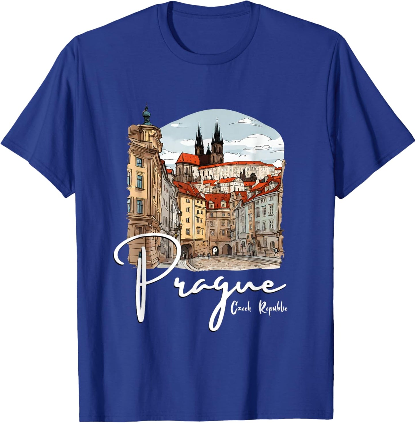 Prague Czech Republic Sketch Souvenir Prague T-Shirt - T-Shirt | Royal