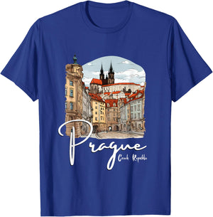 Prague Czech Republic Sketch Souvenir Prague T-Shirt - T-Shirt | Royal