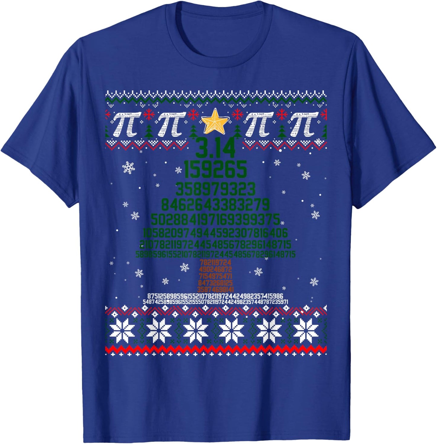Funny Pi Tree Christmas Math Teacher Ugly Sweater Men Women Kids T-Shirt - T-Shirt | Royal