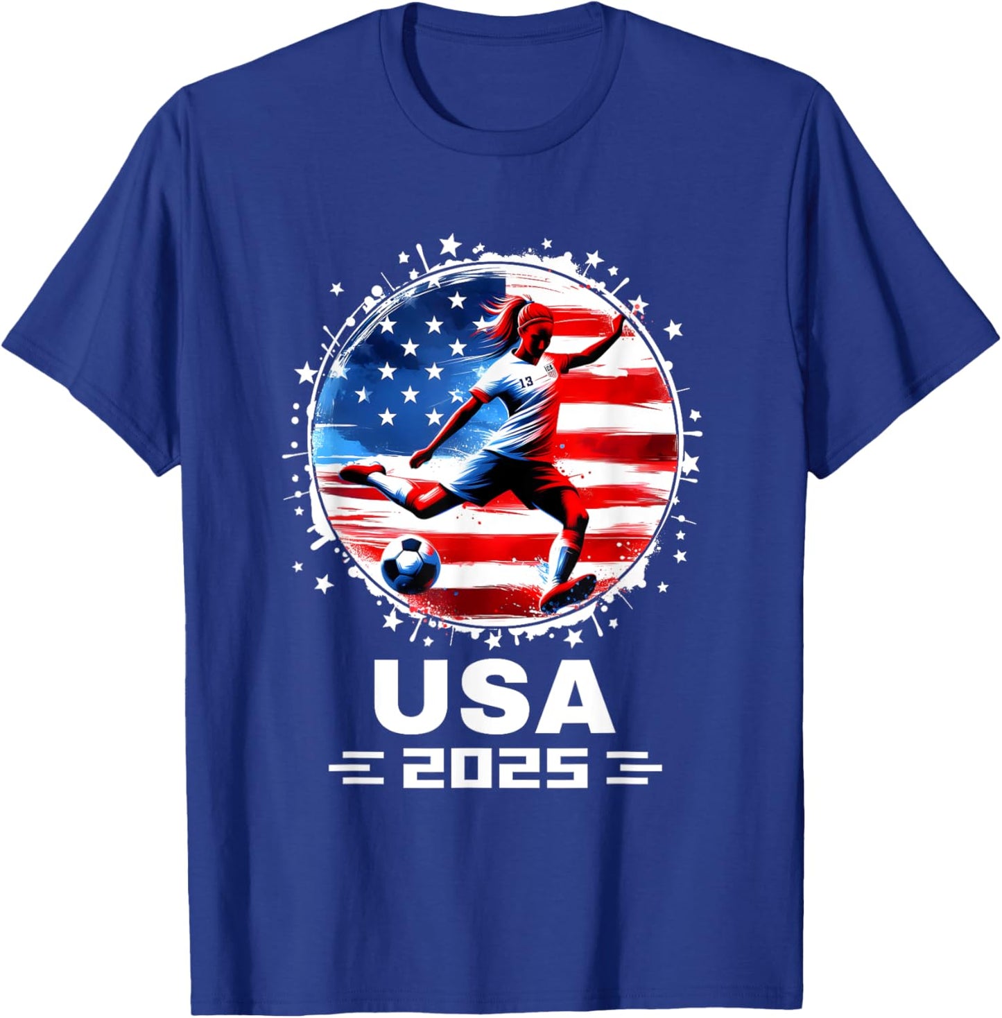 American Flag Soccer Team Women's Soccer Girls Soccer 2025 T-Shirt - T-Shirt | Royal
