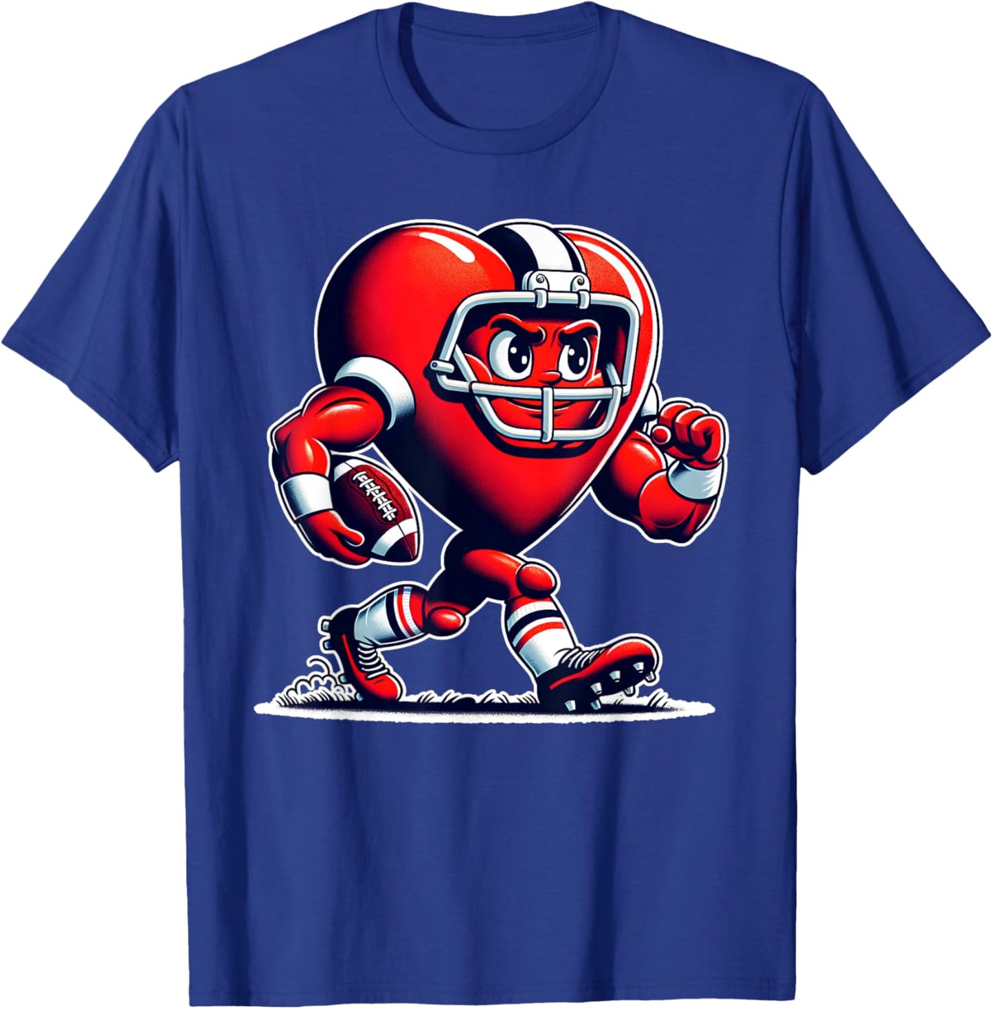 Valentine's Day Heart Football Player Retro Style T-Shirt - T-Shirt | Royal