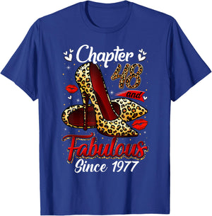 Chapter 48 Fabulous Since 1977 48th Leopard Birthday Queen T-Shirt - T-Shirt | Royal