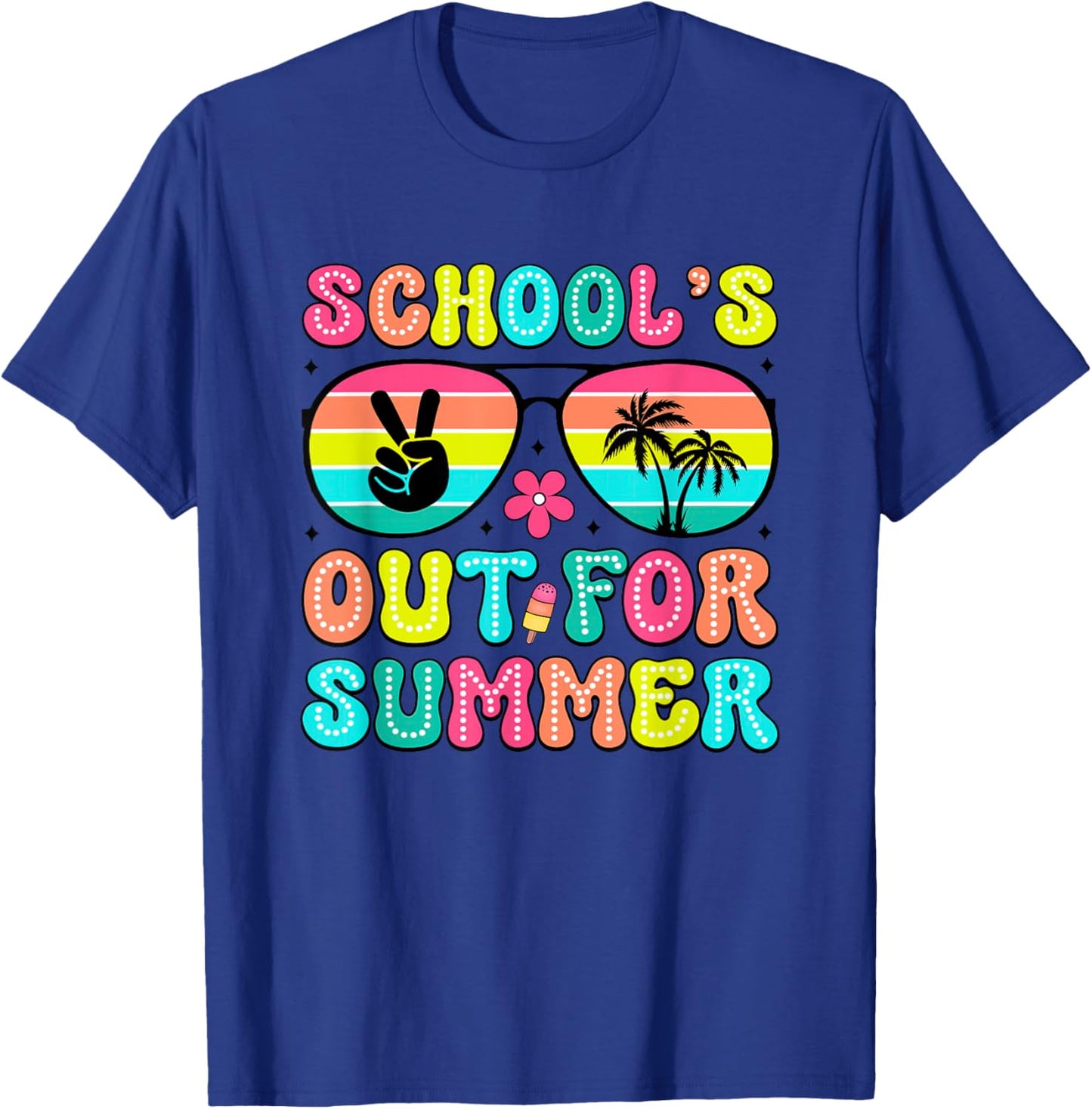 School's Out For Summer Sunglasses Palm Trees T-Shirt - T-Shirt | Royal
