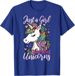 Unicorn Just a Girl Who Loves Unicorns Gift T-Shirt - T-Shirt | Royal