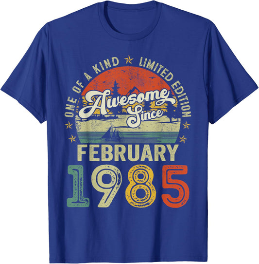 Awesome Since February 1985 Vintage Retro 40th Birthday Men T-Shirt - T-Shirt | Royal