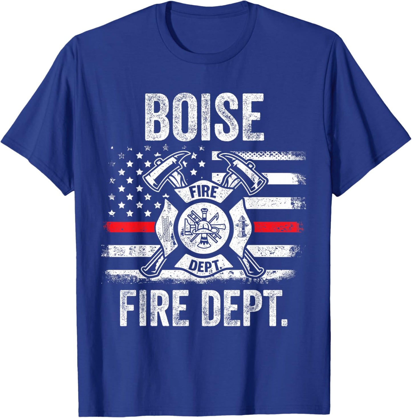 Boise Idaho Fire Department Thin Red Line Fireman T-Shirt - T-Shirt | Royal