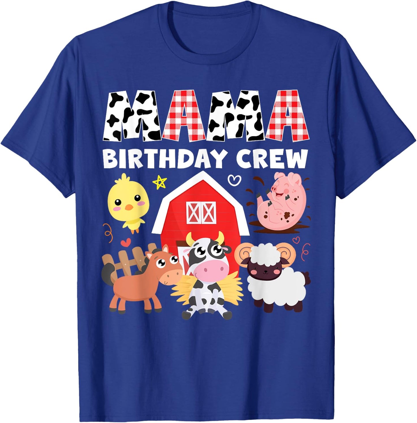 Cow Mama Birthday Crew Farm Theme Animals Birthday Party T-Shirt - T-Shirt | Royal