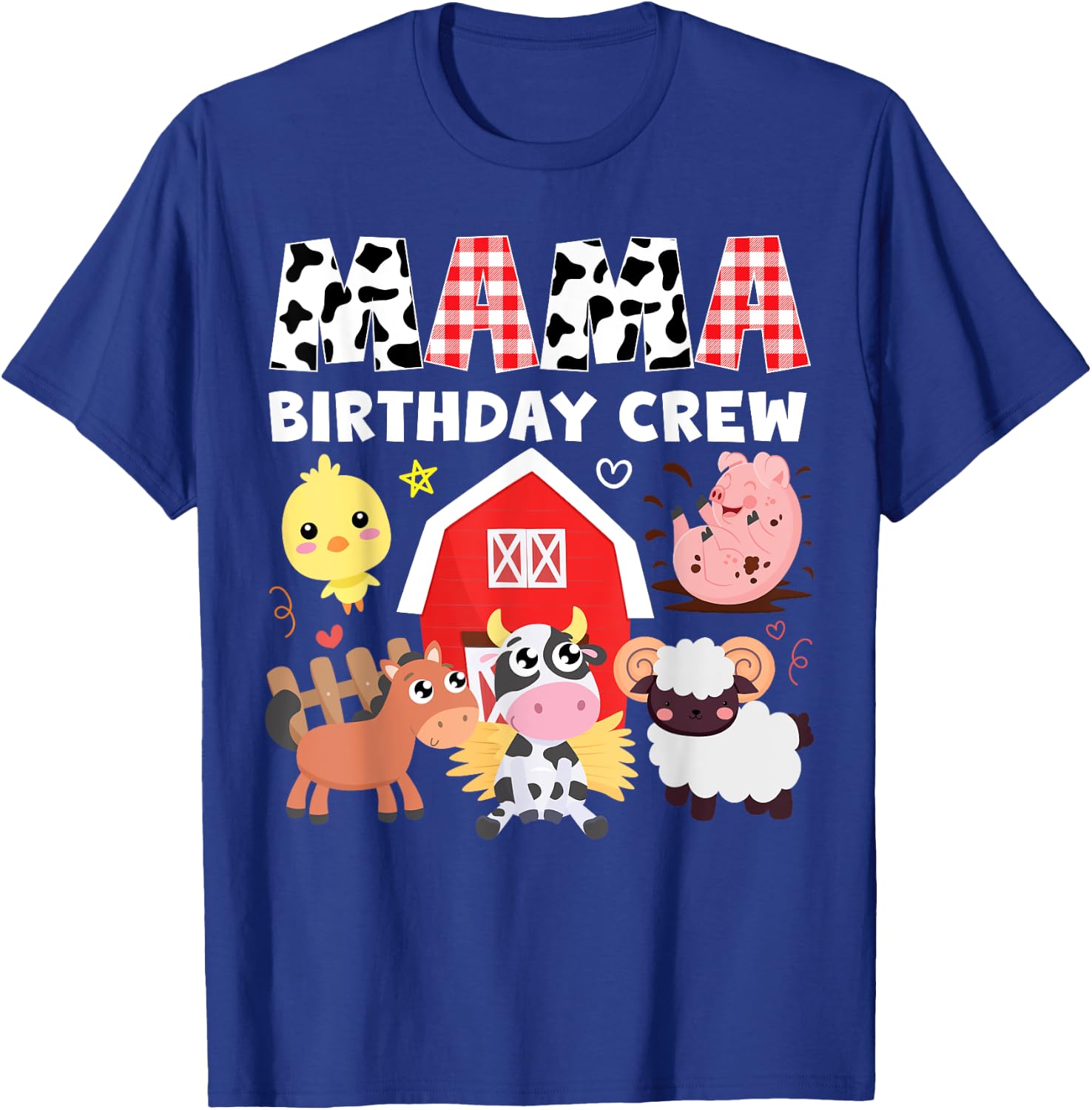 Cow Mama Birthday Crew Farm Theme Animals Birthday Party T-Shirt - T-Shirt | Royal