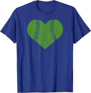 Baseball Heart Shirt Softball Mom Matching Team Gift Green T-Shirt - T-Shirt | Royal