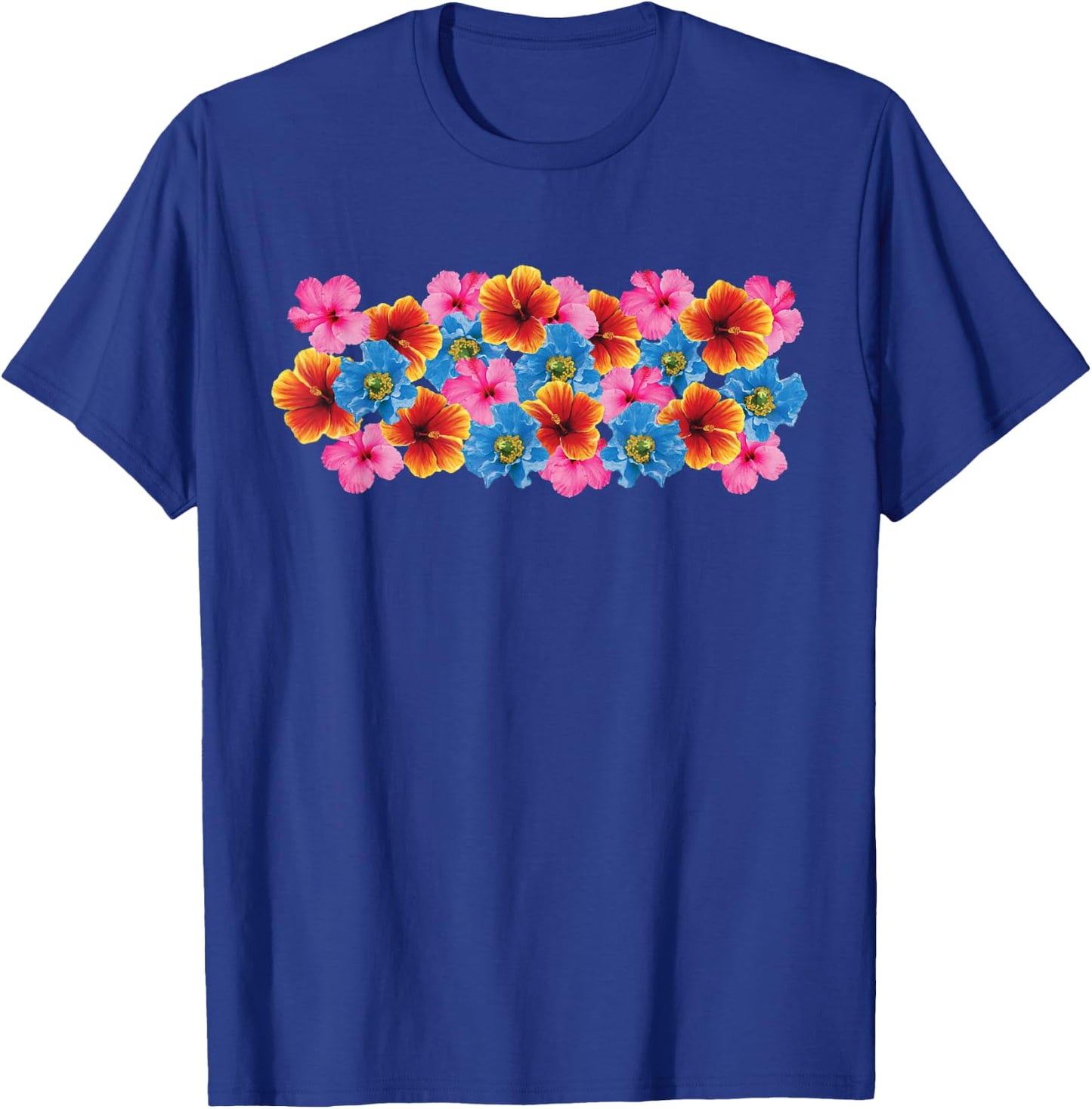 Hawaiian Hibiscus Flowers Vintage Tropical Hawaii Aloha Gift T-Shirt - T-Shirt | Royal