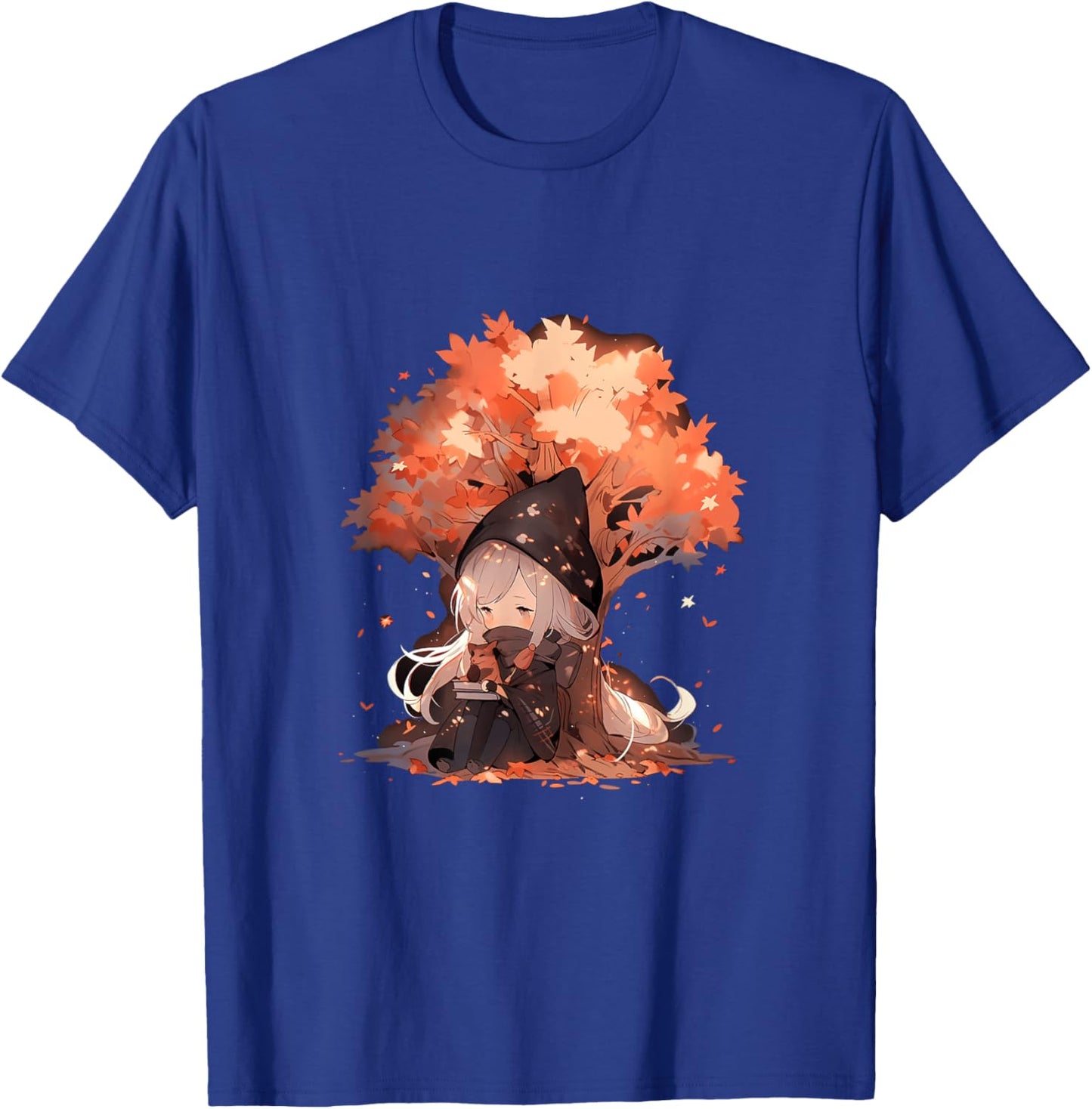 Chibi Girls Autumn Leaves Anime Kawaii Thanksgiving T-Shirt - T-Shirt | Royal