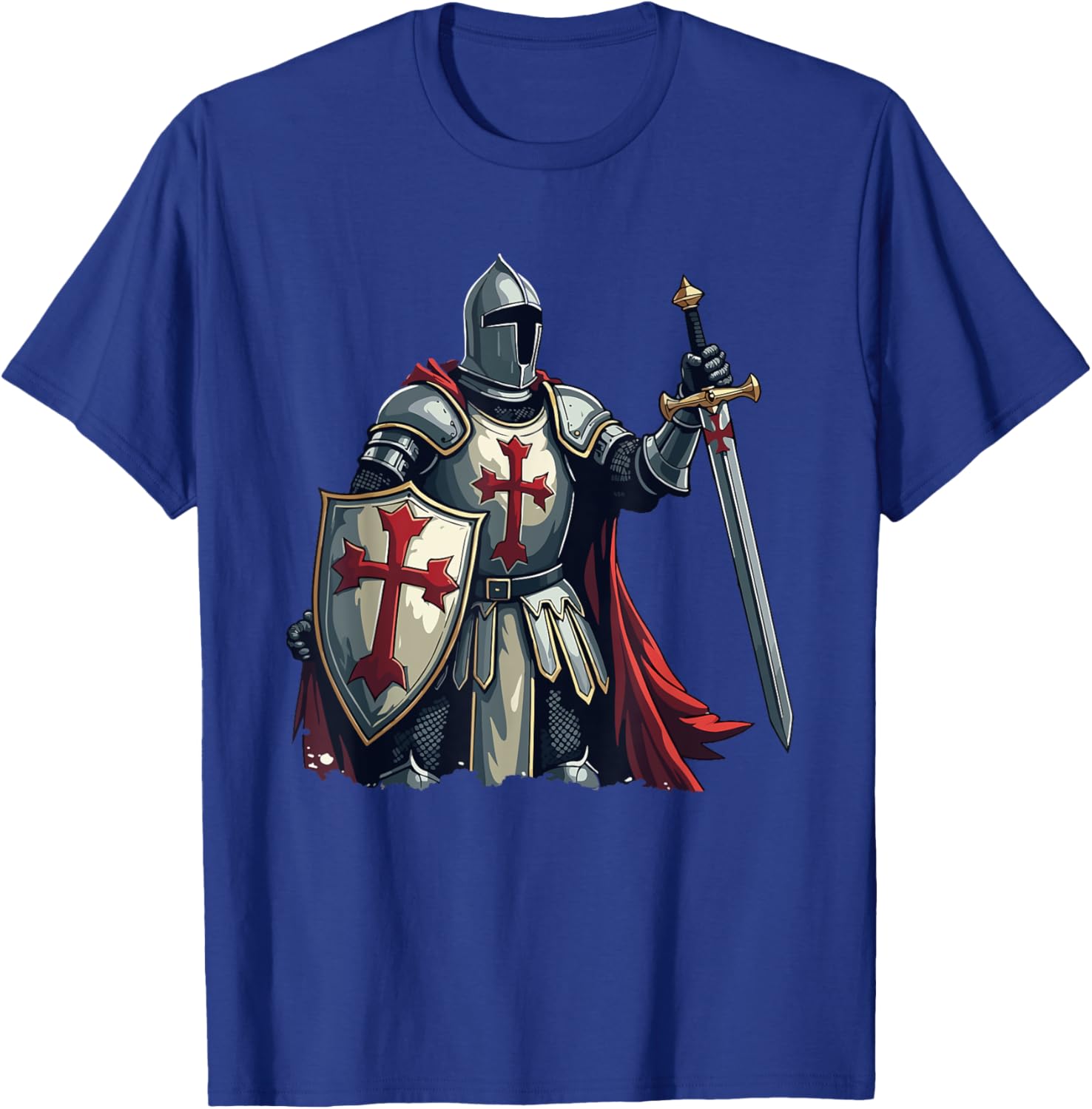 Templar Knight, Warrior & Crusader T-Shirt - T-Shirt | Royal