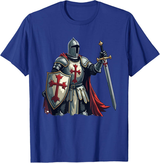 Templar Knight, Warrior & Crusader T-Shirt - T-Shirt | Royal