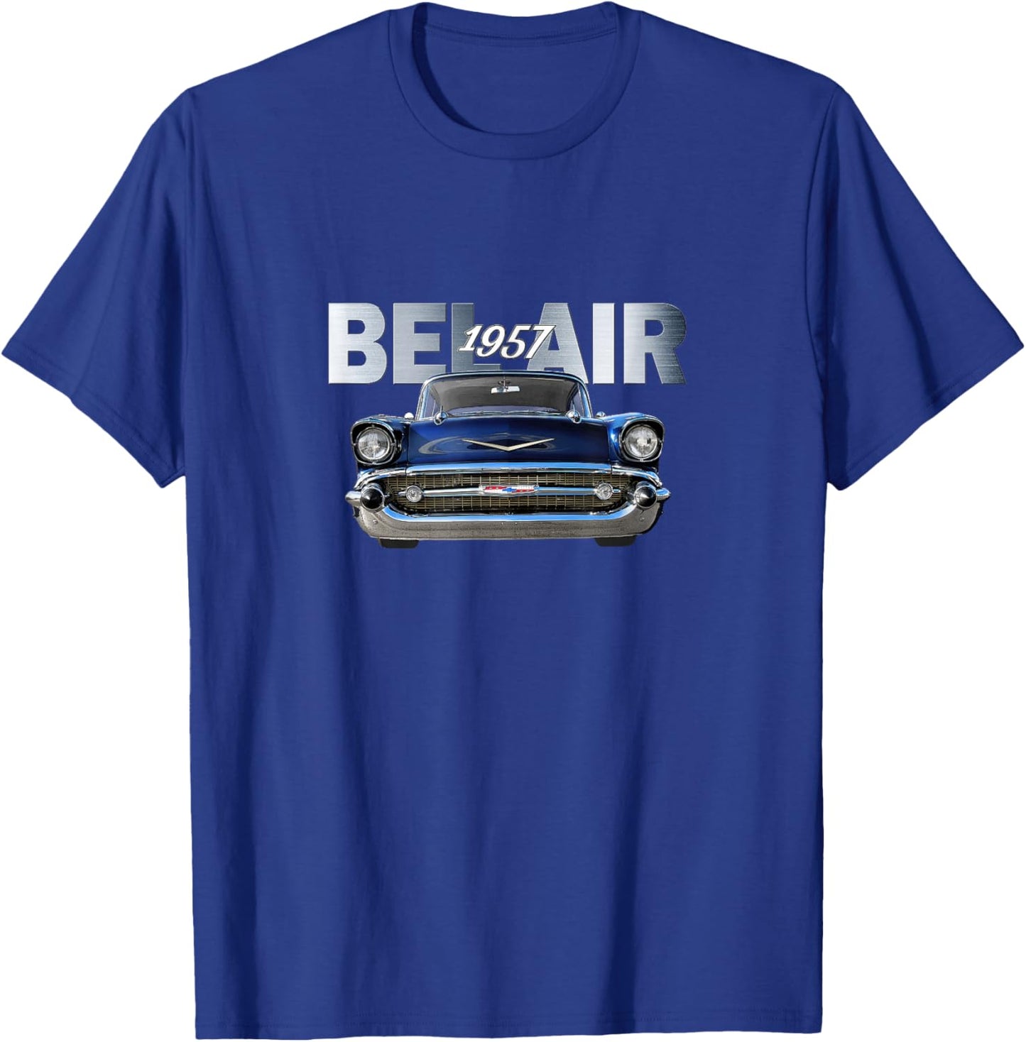 VINTAGE 1957 BEL AIR, AMERICAN, TRI-FIVE CLASSIC 50s CAR ART T-Shirt - T-Shirt | Royal