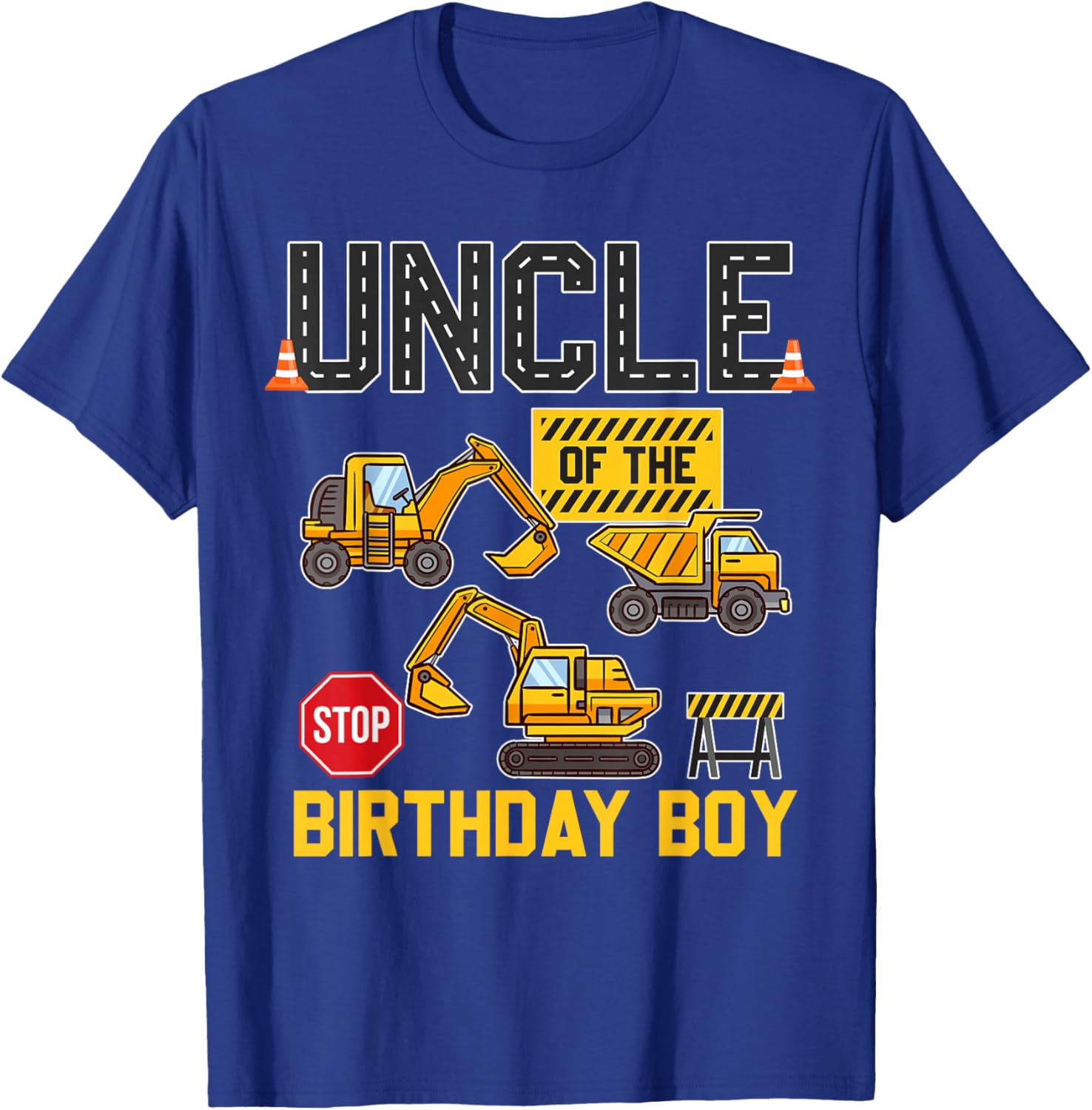 Uncle of the Birthday Boy Construction Worker Birthday Party T-Shirt - T-Shirt | Royal