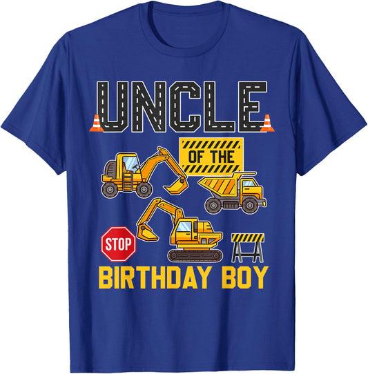 Uncle of the Birthday Boy Construction Worker Birthday Party T-Shirt - T-Shirt | Royal