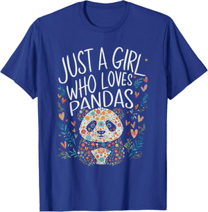 Cute Just A Girl Who Loves Pandas Men Women Girls T-Shirt - T-Shirt | Royal