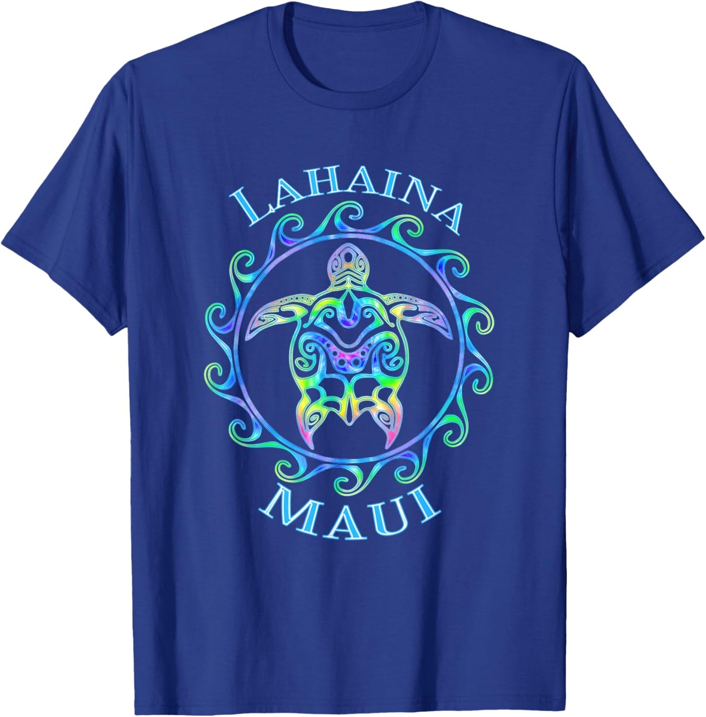 Lahaina Maui Hawaii Vacation Colorful Turtle T-Shirt - T-Shirt | Royal