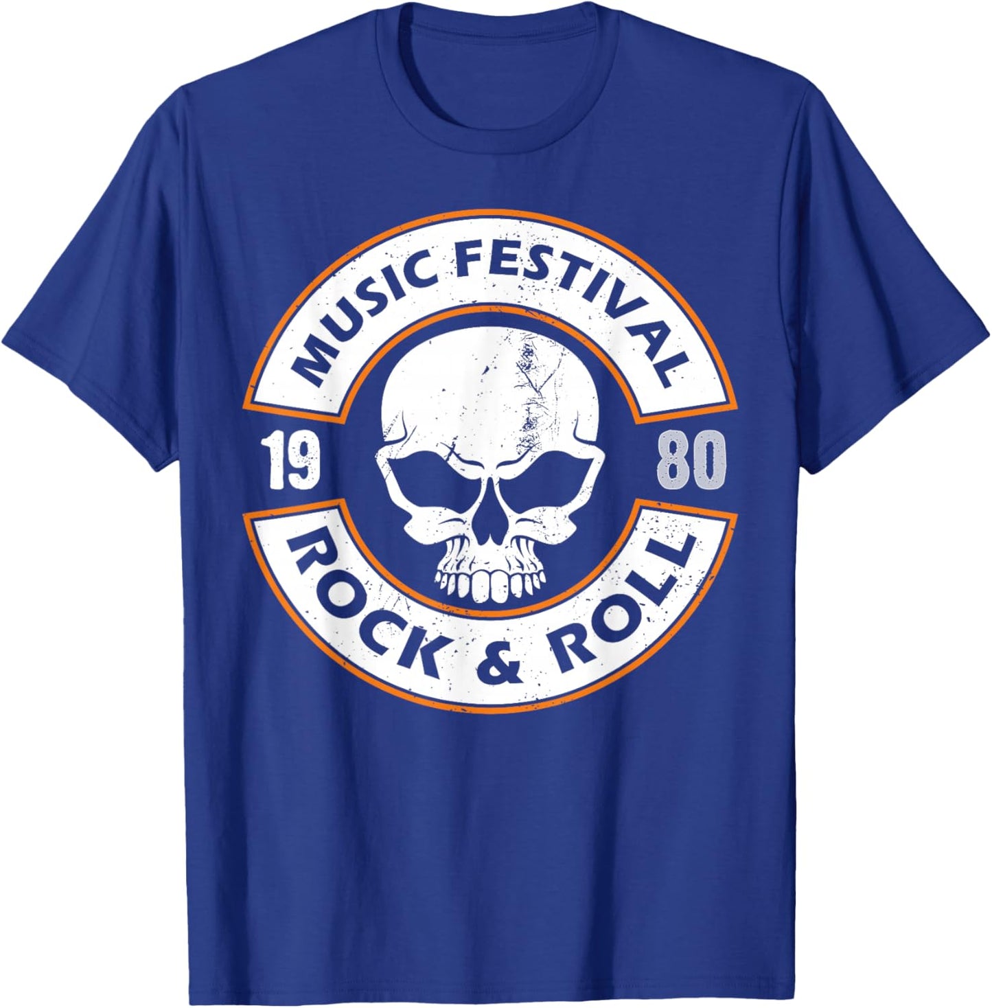 Faded 1980s Rock Roll design For Eighties Rockers Band gift T-Shirt - T-Shirt | Royal