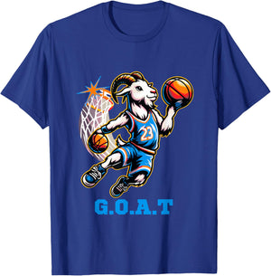 G.O.A.T Goat Basketball Player Playing Basketball Funny T-Shirt - T-Shirt | Royal