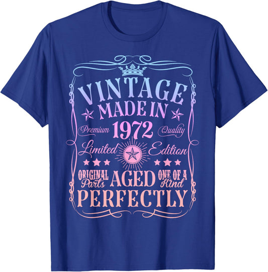 Vintage 53th Birthday Decorations Vintage 1972 53 Years Old T-Shirt - T-Shirt | Royal
