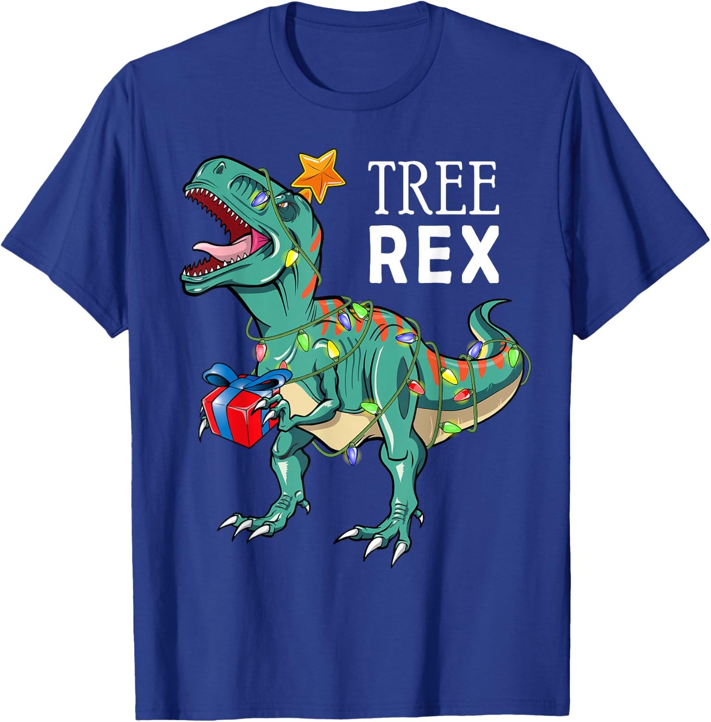 Dinosaur Tree Rex Christmas Shirt Boys Kids Men Pajamas Gift T-Shirt - T-Shirt | Royal