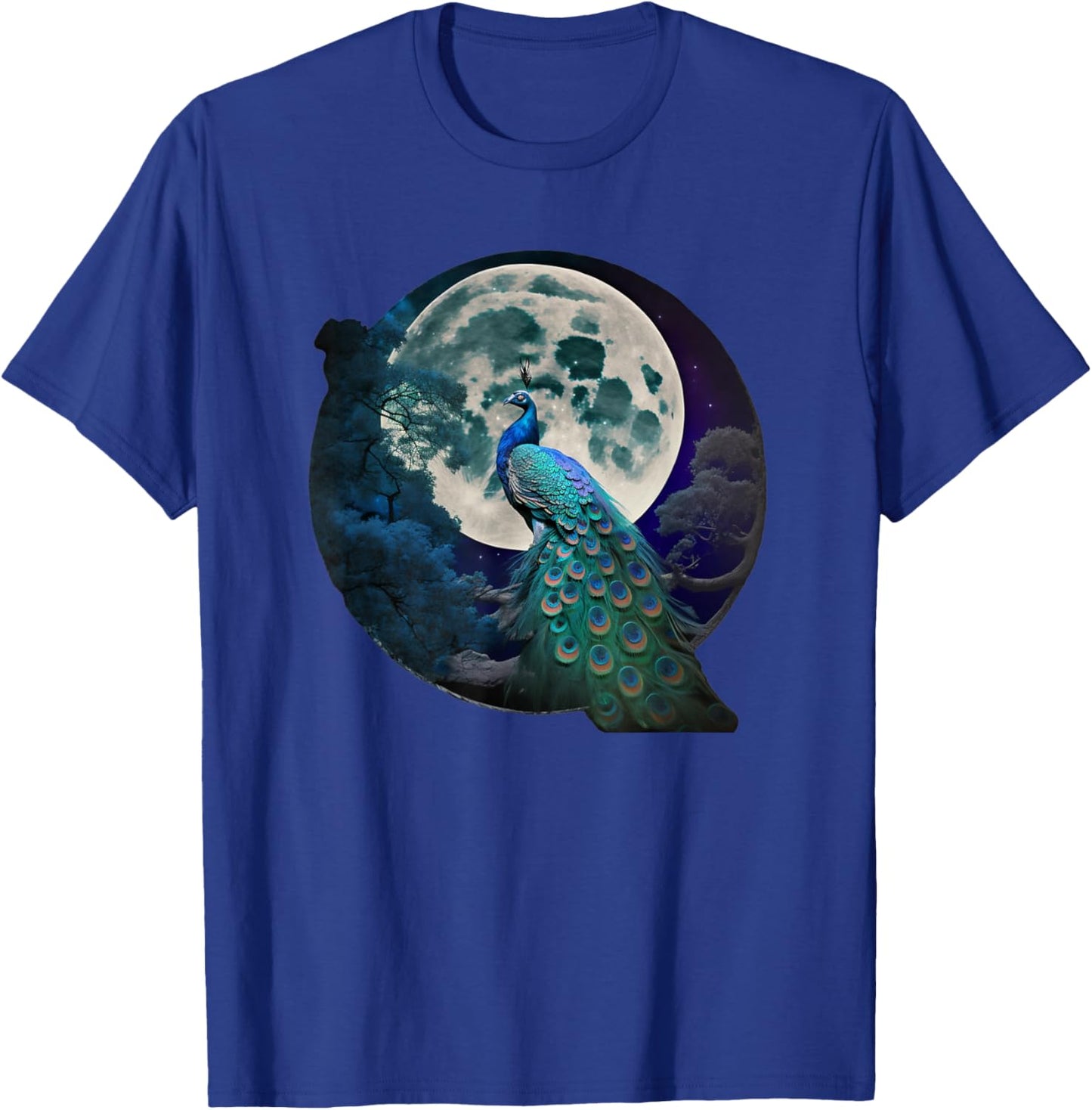 beautiful Majestic Peacock in the moonlight T-Shirt - T-Shirt | Royal