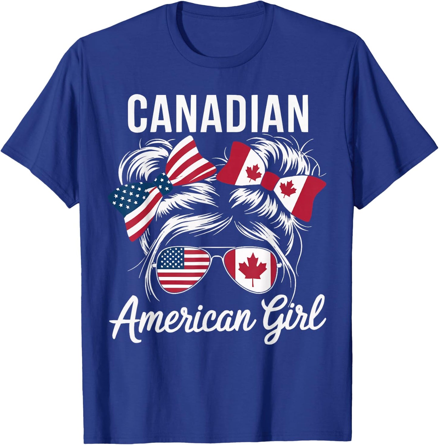 Half American Half Canadian USA Flag Canada America T-Shirt - T-Shirt | Royal