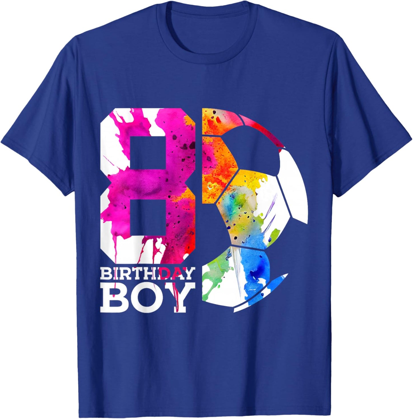 8 Birthday Boy Soccer 8th Birthday T-Shirt - T-Shirt | Royal
