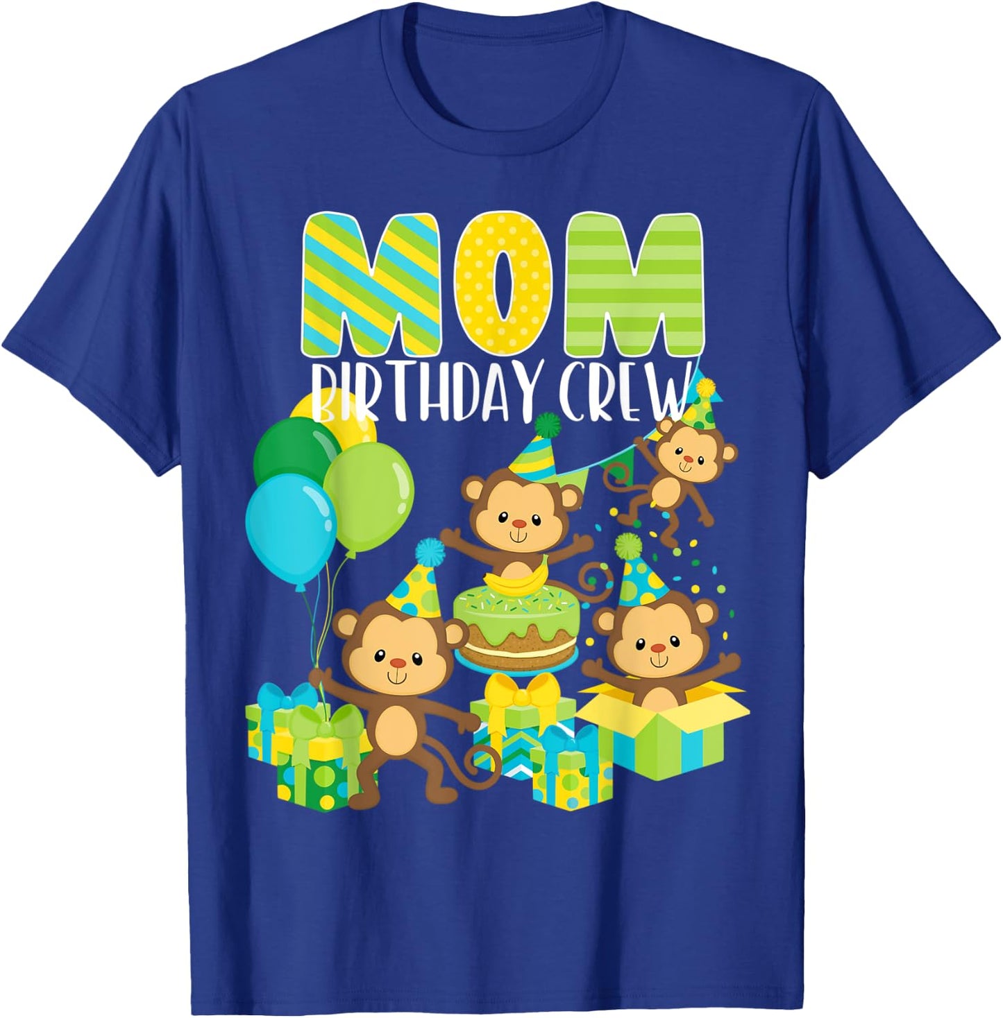 Birthday Monkey Mom Birthday Crew Bday Party Family Matching T-Shirt - T-Shirt | Royal