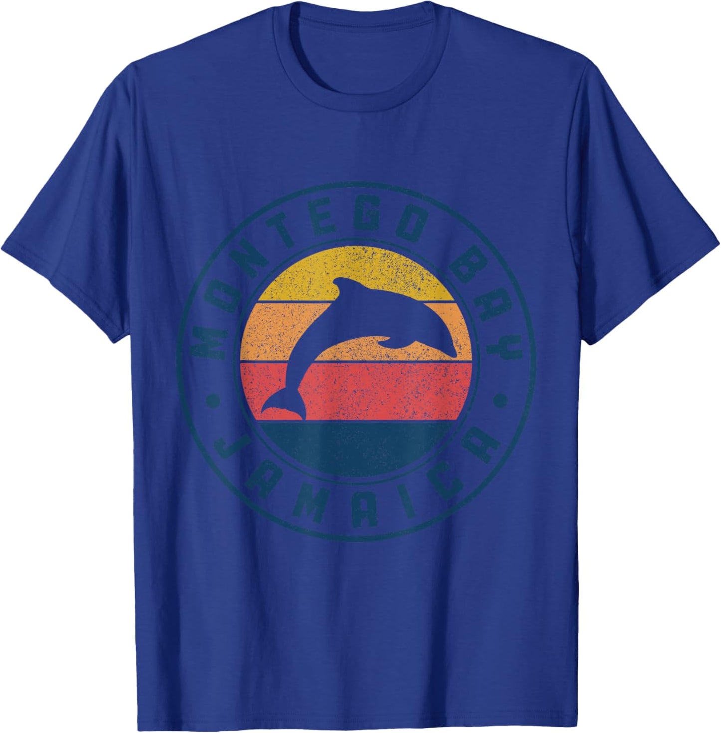 Montego Bay Jamaica Dolphin Surfer Souvenir Vintage T-Shirt - T-Shirt | Royal