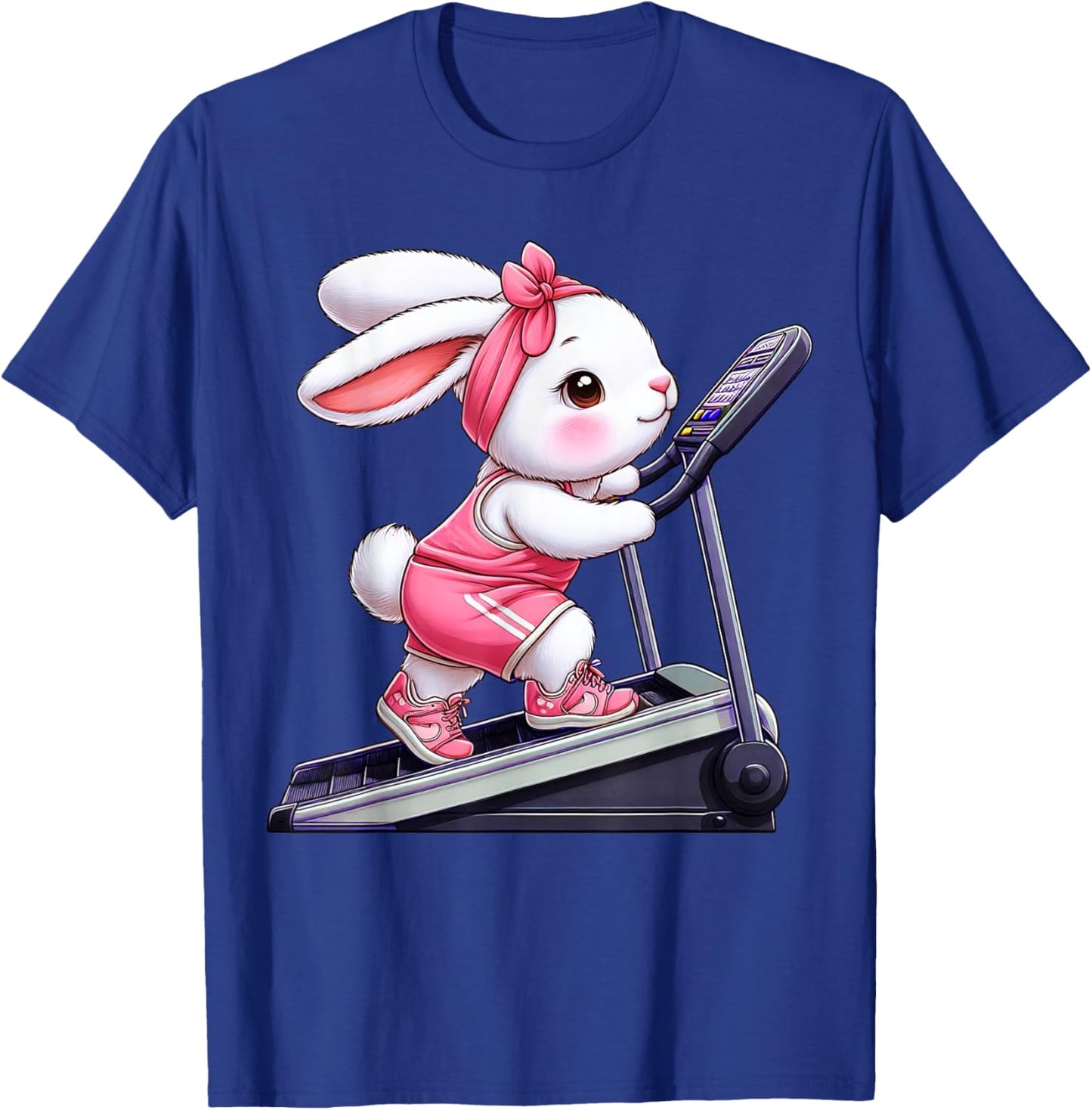 Easter Bunny on Stair Climber Gym Fitness Workout Training T-Shirt - T-Shirt | Royal