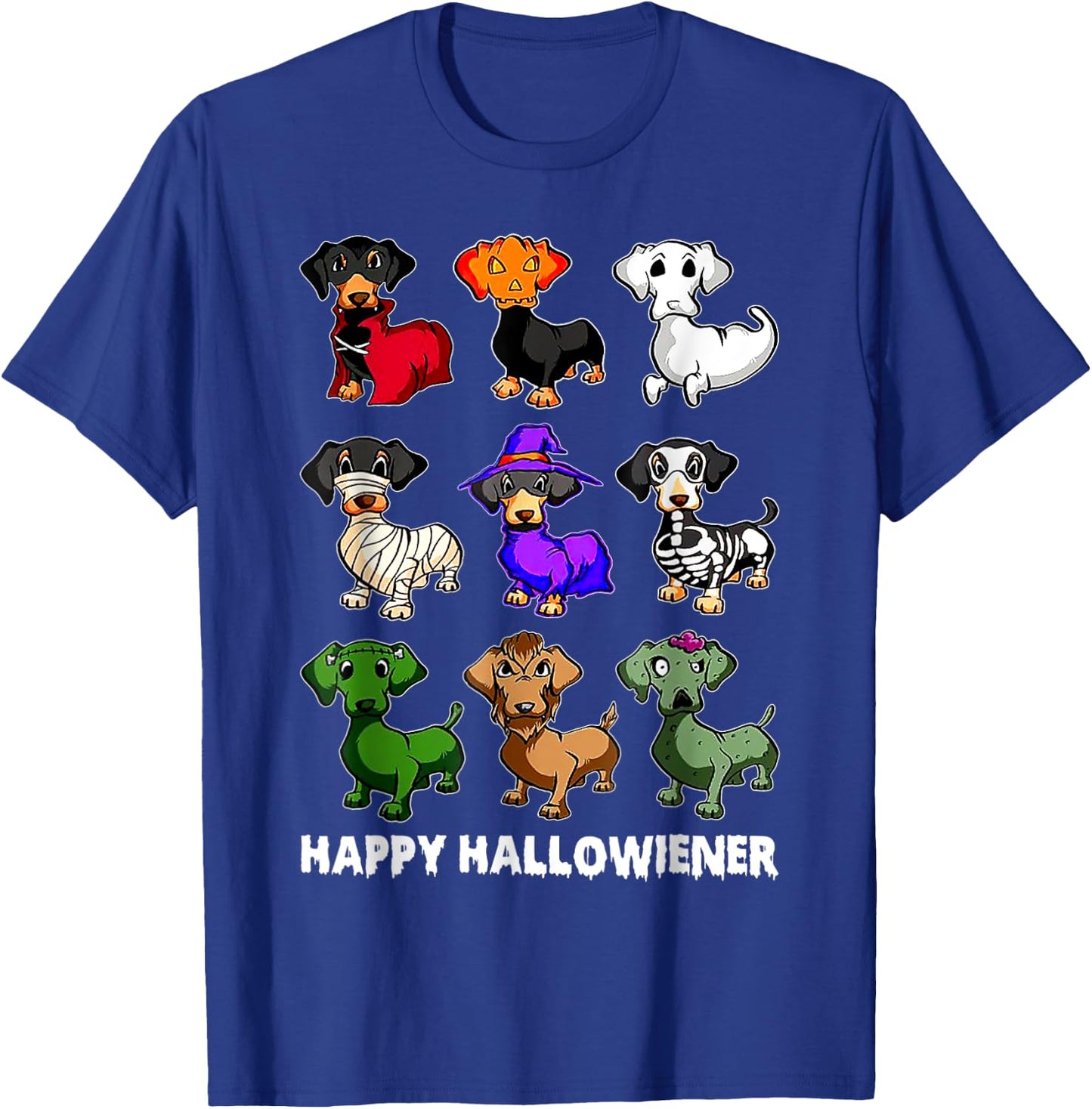 Dachshund Happy Halloweiner Funny Halloween Dogs Lover T-Shirt - T-Shirt | Royal