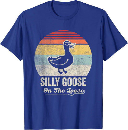 Silly Goose On The Loose Funny Retro Style T-Shirt - T-Shirt | Royal