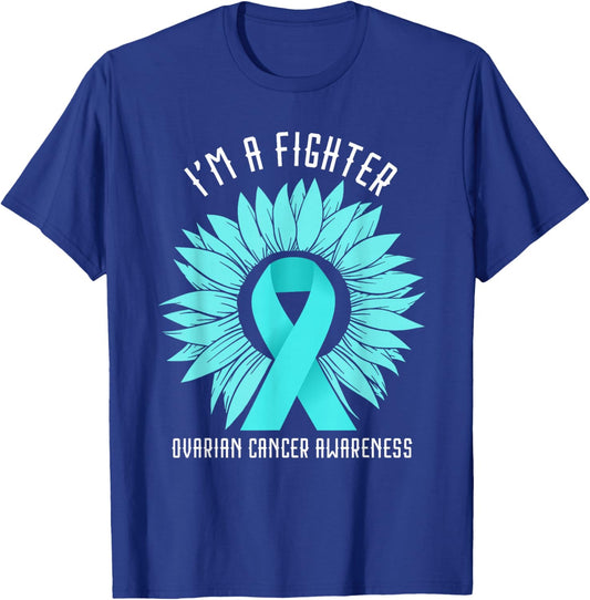 Ovarian Cancer Awareness I'm A Fighter Ribbon Ovarian Cancer T-Shirt - T-Shirt | Royal