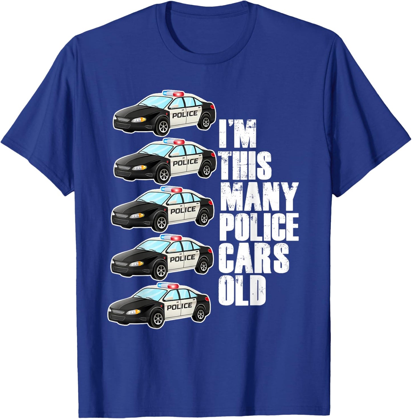 Police Car For Boys 5th Birthday 5 Year Old Party Supply T-Shirt - T-Shirt | Royal