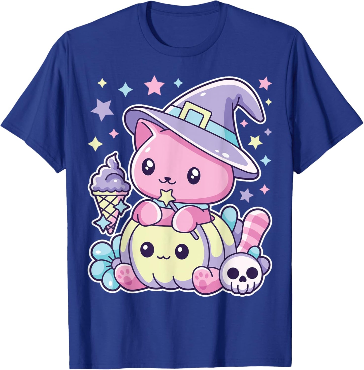 Spooky Halloween Kitty Witch Cat Animal Pumpkin Girl Toddler T-Shirt - T-Shirt | Royal