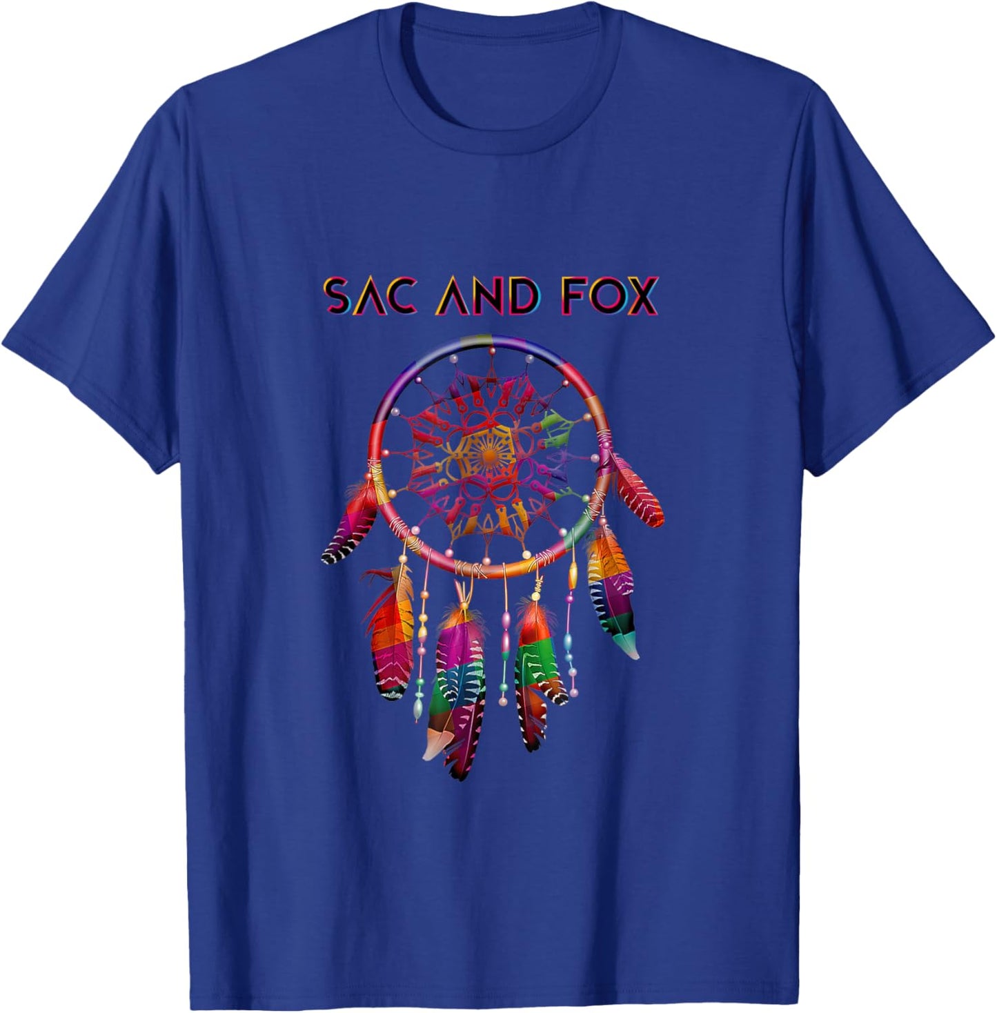 Sac and Fox Native American Indian Colorful Dreamcatcher T-Shirt - T-Shirt | Royal