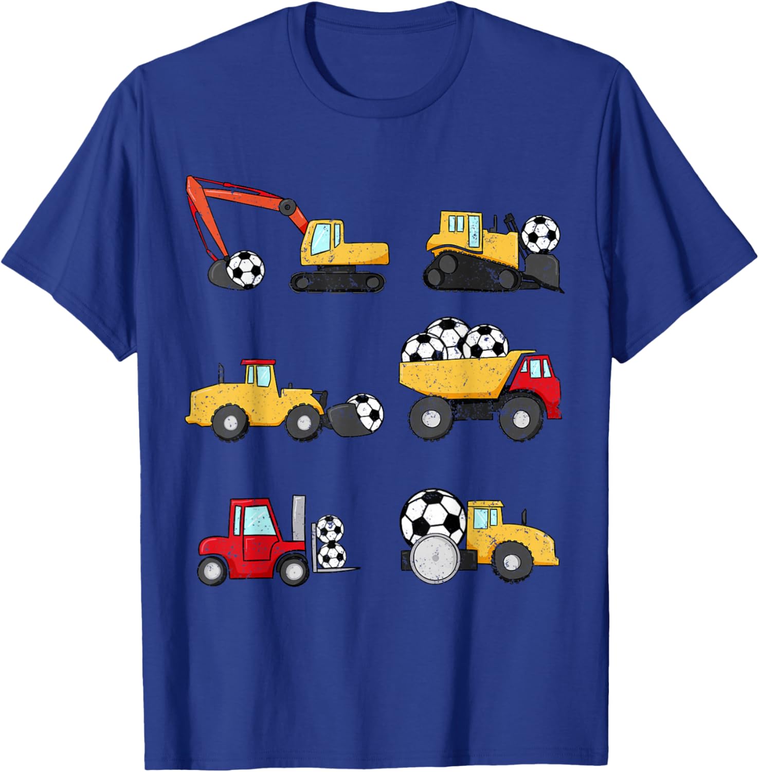 Soccer Ball Soccer Construction Trucks Toddler Boys Kids T-Shirt - T-Shirt | Royal