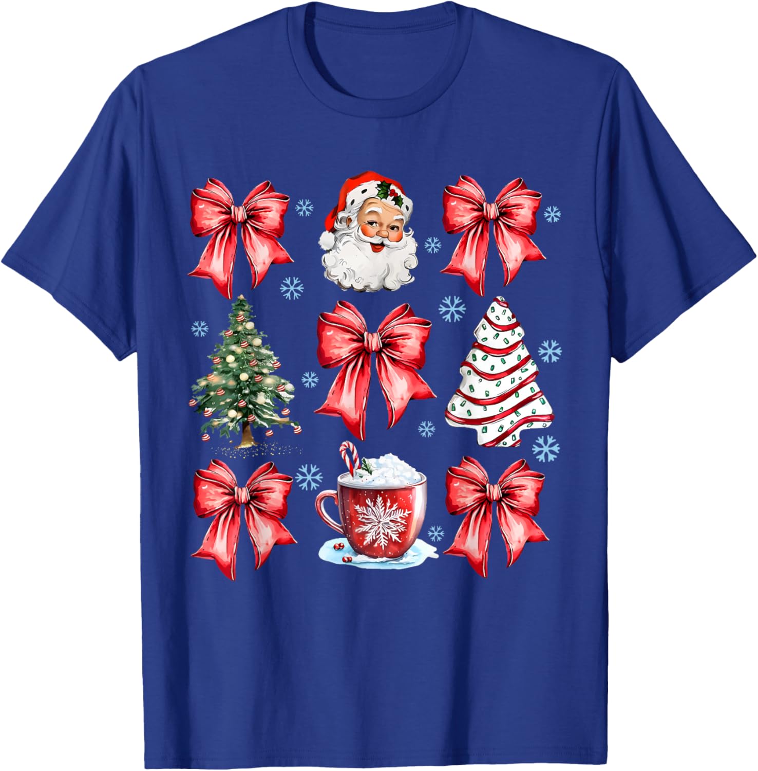 Coquette Bow Santa Christmas Tree Cake Candy Cane Girly Xmas T-Shirt - T-Shirt | Royal