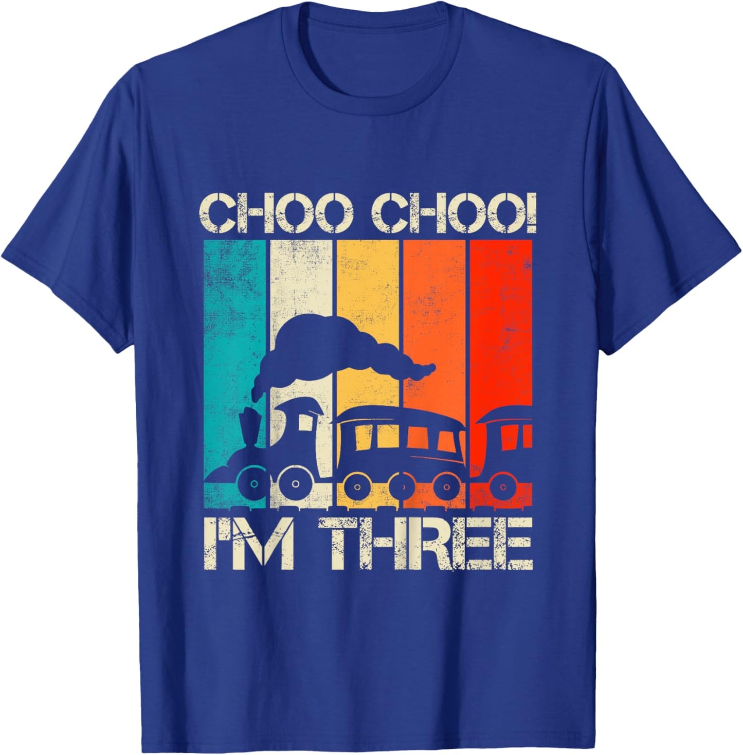 Kids Choo Choo Im Three Locomotive Train Boy 3rd Birthday Trains T-Shirt - T-Shirt | Royal