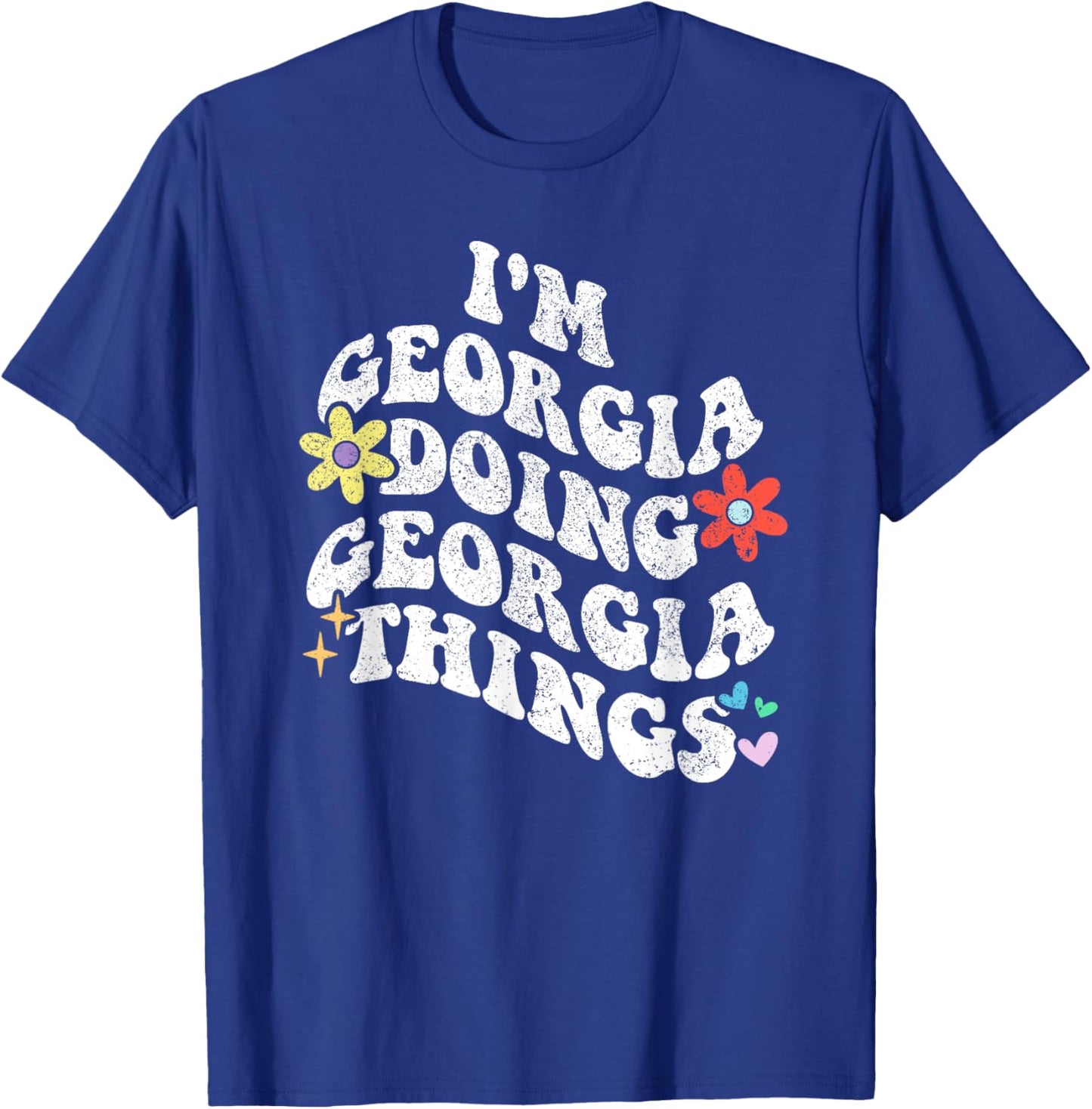 Personalized Name Mothers Day outfit Retro Groovy Im GEORGIA Doing GEORGIA Things Funny Mother's T-Shirt - T-Shirt | Royal